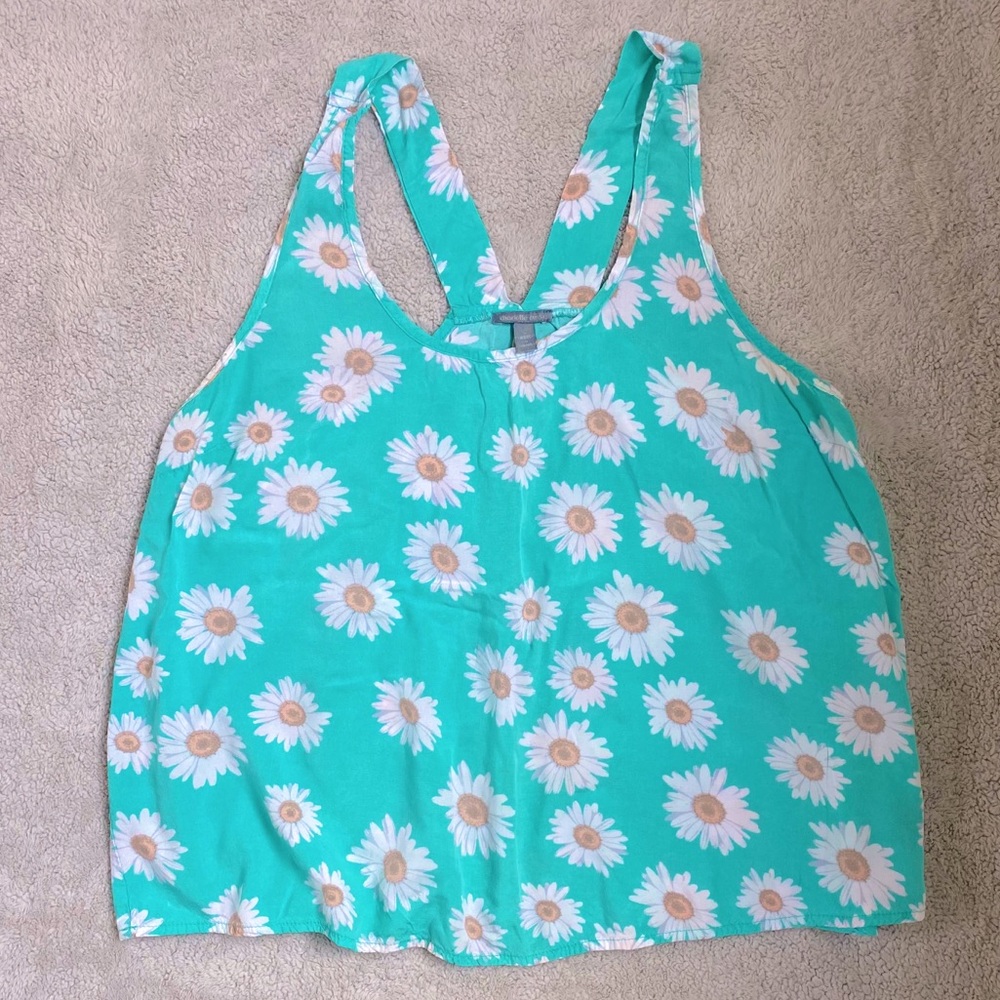 Large Teal Daisy Tank Charlotte Russe Tank Top